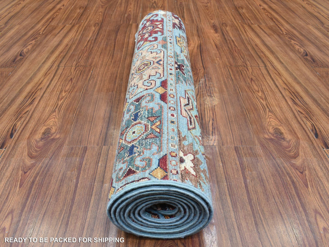 2'9" x 9'10" New Hand Knotted Blue Wool Runner Oriental Rug - MOA10272853