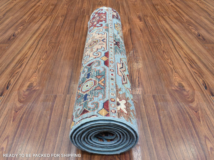 2'9" x 9'10" New Hand Knotted Blue Wool Runner Oriental Rug - MOA10272853