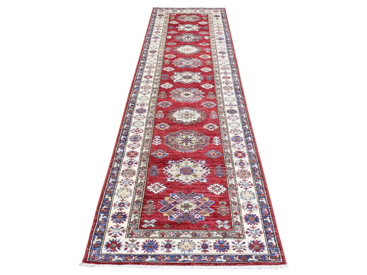 3'0" x 11'0" New Hand Knotted Red Wool Runner Oriental Rug - MOA10272908