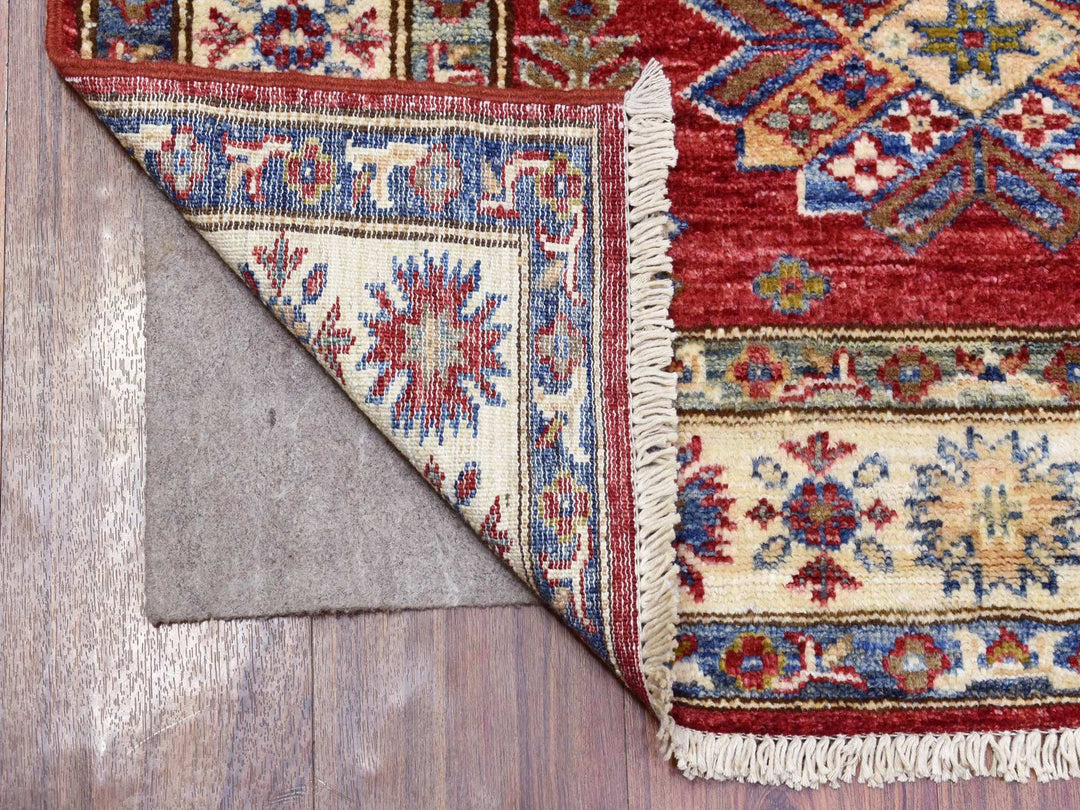 3'1" x 11'0" New Hand Knotted Red Wool Runner Oriental Rug - MOA10272910