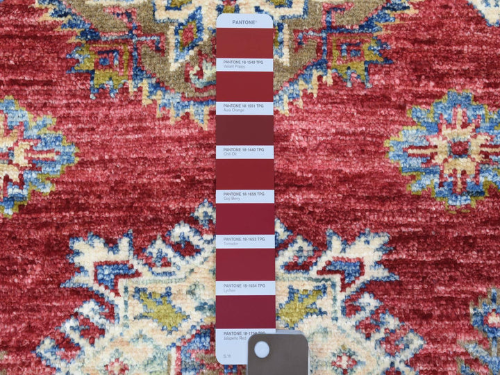 3'1" x 11'0" New Hand Knotted Red Wool Runner Oriental Rug - MOA10272910