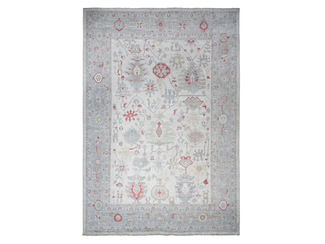 13'10" x 19'0" New Hand Knotted Ivory Wool Rectangle Oriental Rug - MOA10273797