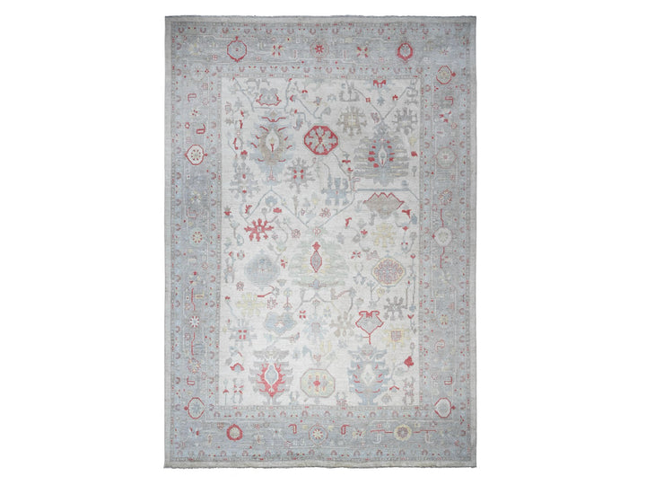 13'10" x 19'0" New Hand Knotted Ivory Wool Rectangle Oriental Rug - MOA10273797