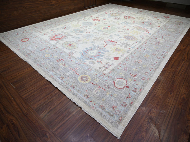 13'10" x 19'0" New Hand Knotted Ivory Wool Rectangle Oriental Rug - MOA10273797