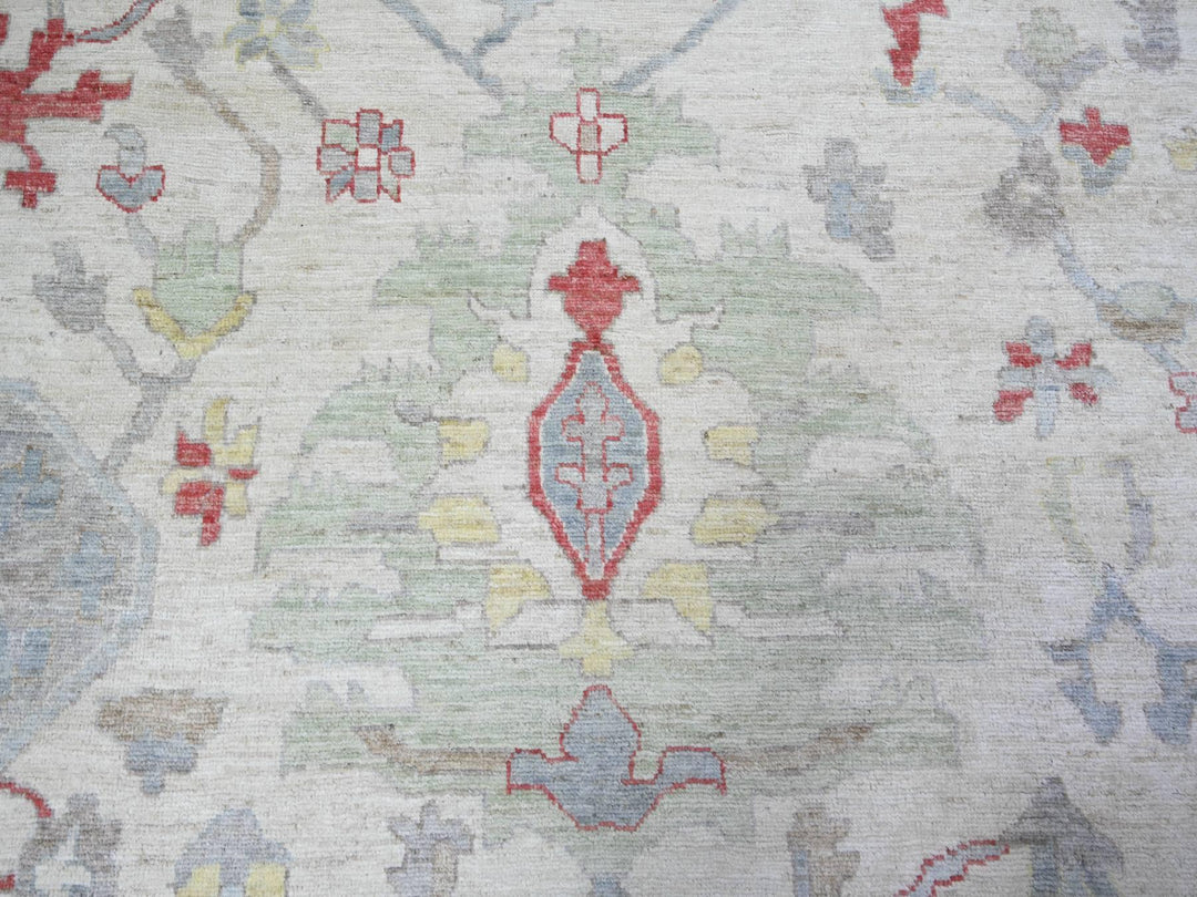 13'10" x 19'0" New Hand Knotted Ivory Wool Rectangle Oriental Rug - MOA10273797