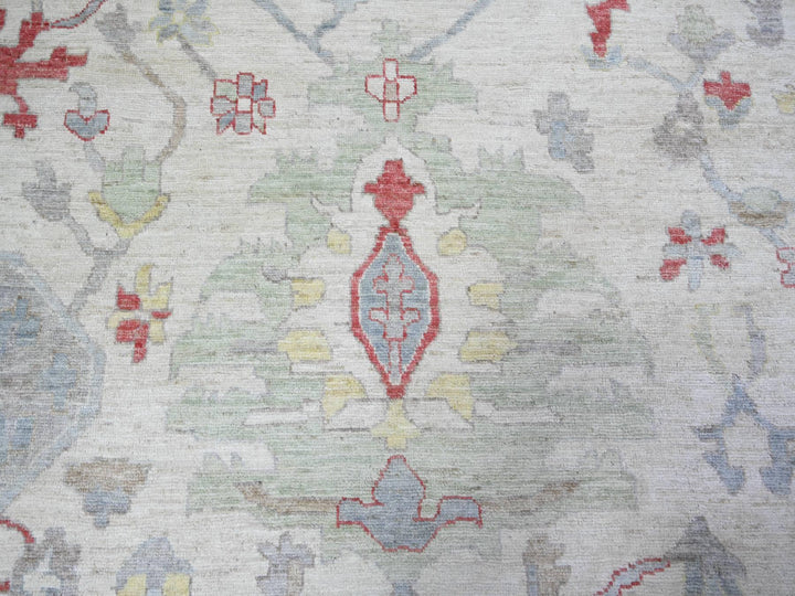 13'10" x 19'0" New Hand Knotted Ivory Wool Rectangle Oriental Rug - MOA10273797