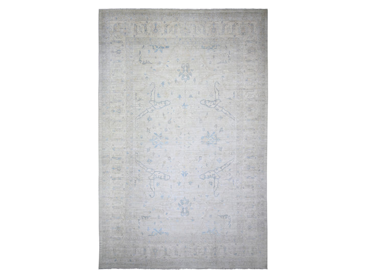 11'6" x 17'4" New Hand Knotted Grey Wool Rectangle Oriental Rug - MOA10274206