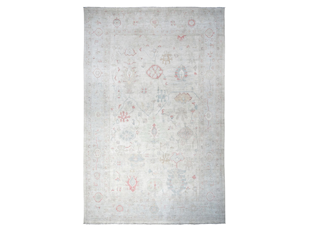 13'10" x 19'2" New Hand Knotted Beige Wool Rectangle Oriental Rug - MOA10274275