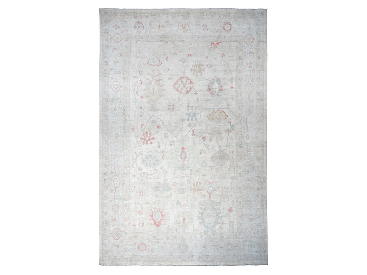 13'10" x 19'2" New Hand Knotted Beige Wool Rectangle Oriental Rug - MOA10274275