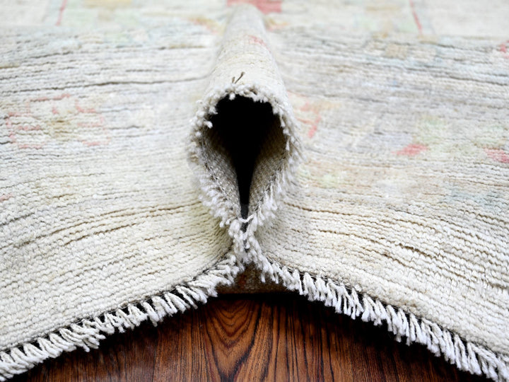 13'10" x 19'2" New Hand Knotted Beige Wool Rectangle Oriental Rug - MOA10274275