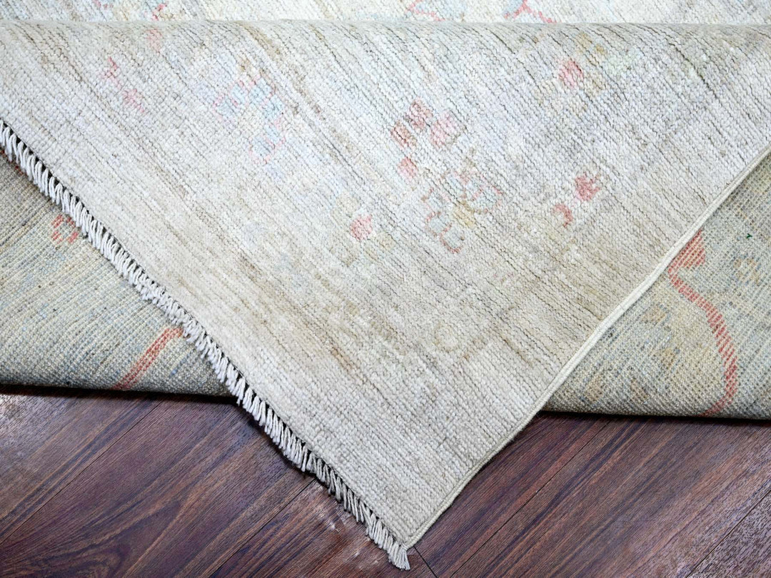 13'10" x 19'2" New Hand Knotted Beige Wool Rectangle Oriental Rug - MOA10274275
