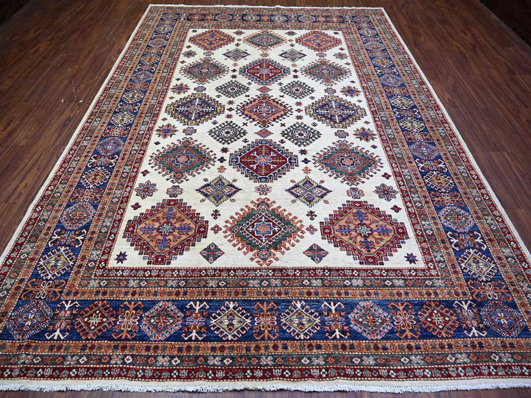 8'4" x 11'5" New Hand Knotted Ivory Wool Rectangle Oriental Rug - MOA10274547