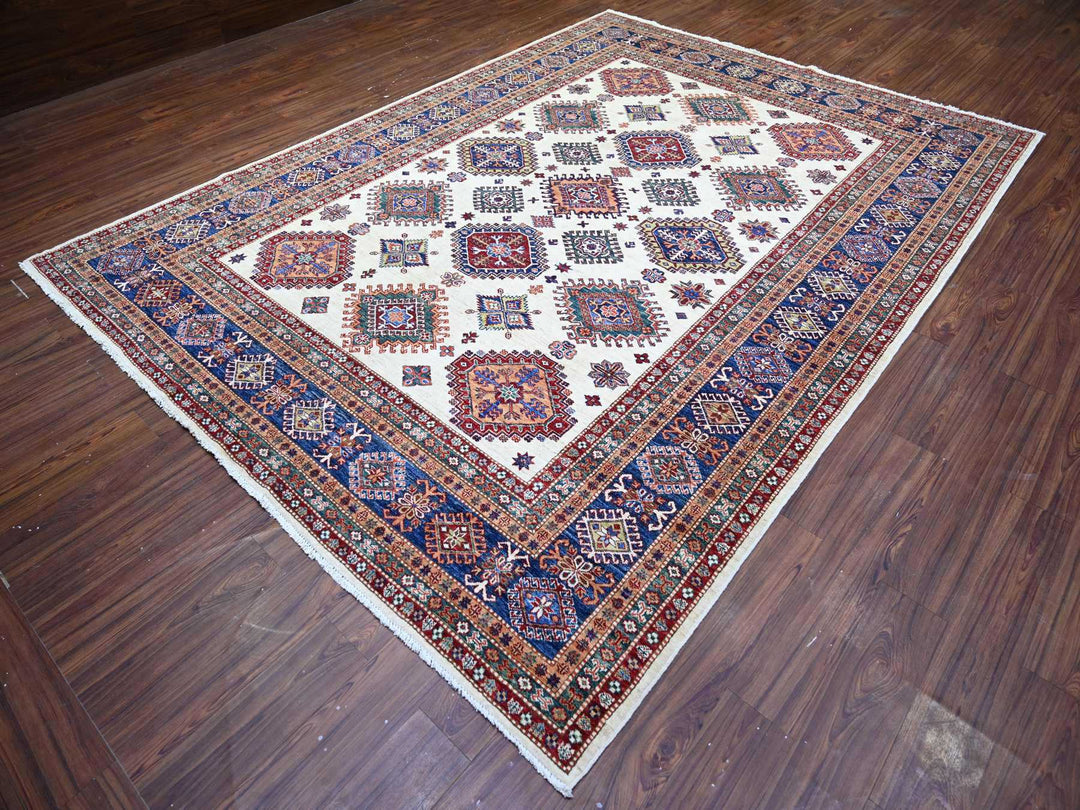 8'4" x 11'5" New Hand Knotted Ivory Wool Rectangle Oriental Rug - MOA10274547