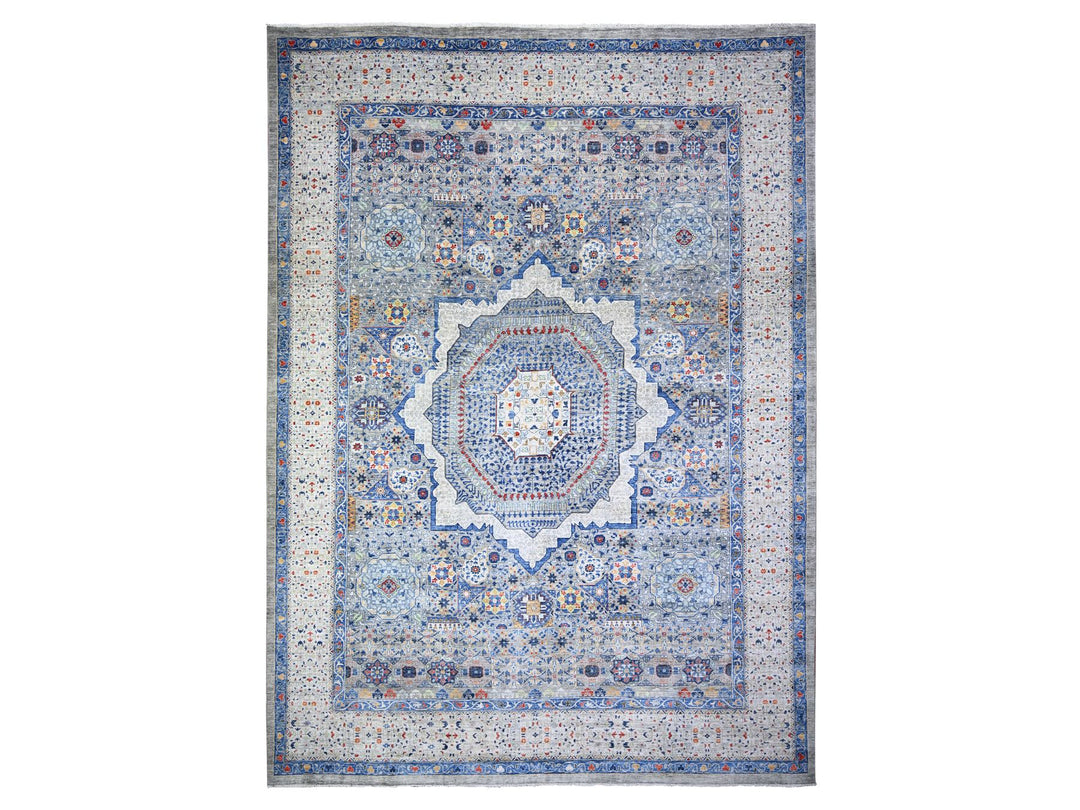 11'9" x 16'1" New Hand Knotted Grey Wool Rectangle Oriental Rug - MOA10274556