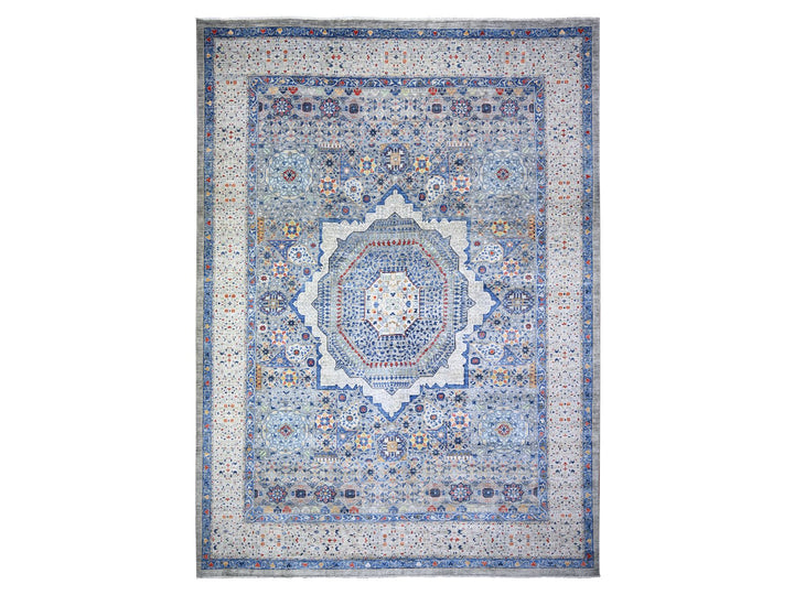 11'9" x 16'1" New Hand Knotted Grey Wool Rectangle Oriental Rug - MOA10274556