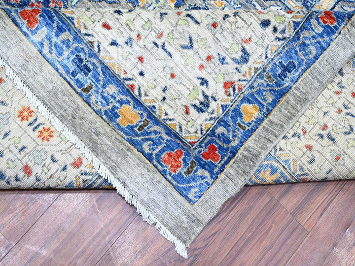11'9" x 16'1" New Hand Knotted Grey Wool Rectangle Oriental Rug - MOA10274556