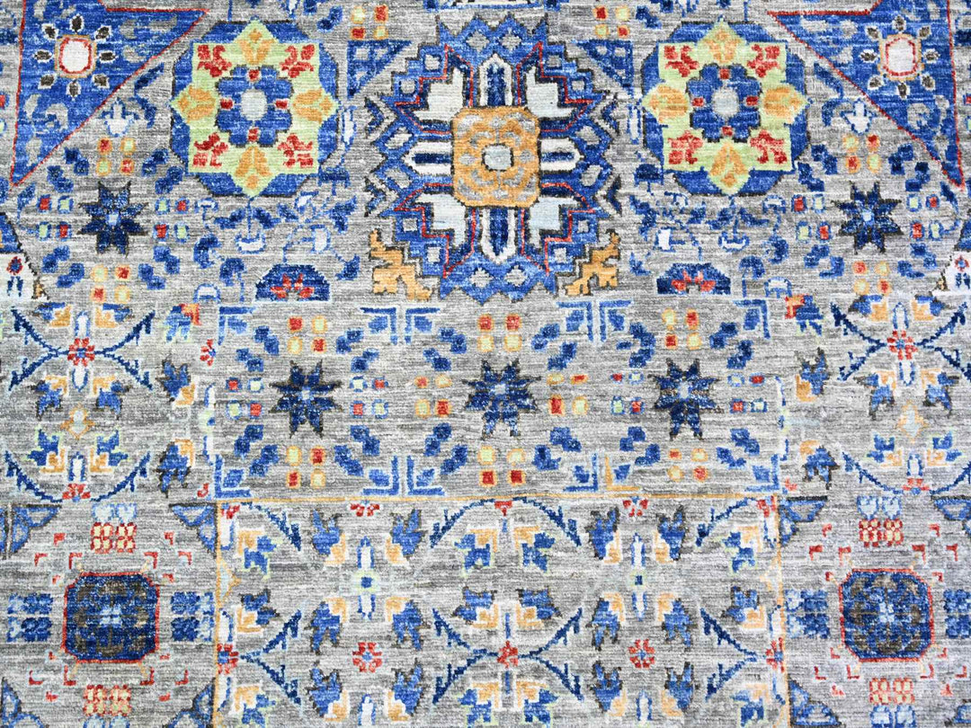 11'9" x 16'1" New Hand Knotted Grey Wool Rectangle Oriental Rug - MOA10274556