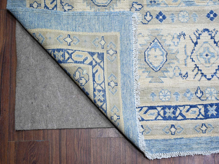 12'1" x 17'4" New Hand Knotted Blue Wool Rectangle Oriental Rug - MOA10274602