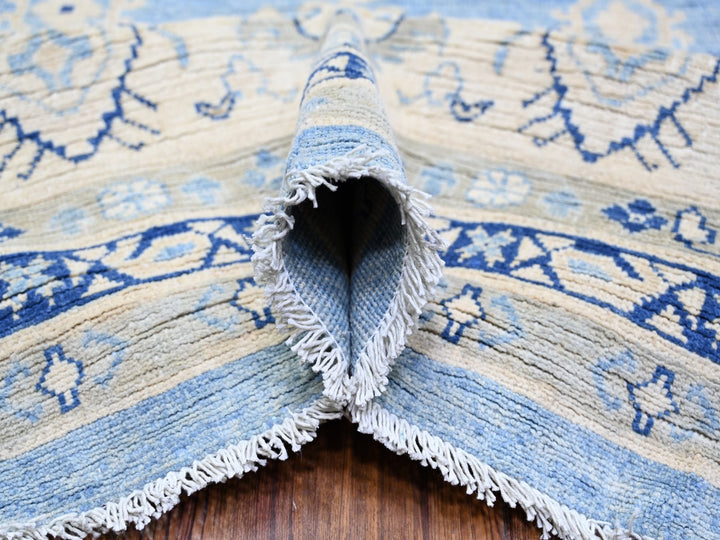 12'1" x 17'4" New Hand Knotted Blue Wool Rectangle Oriental Rug - MOA10274602