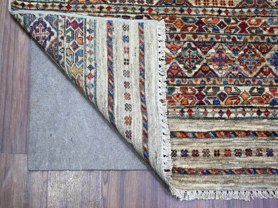 8'10" x 11'10" New Hand Knotted Ivory Wool Rectangle Oriental Rug - MOA10274619