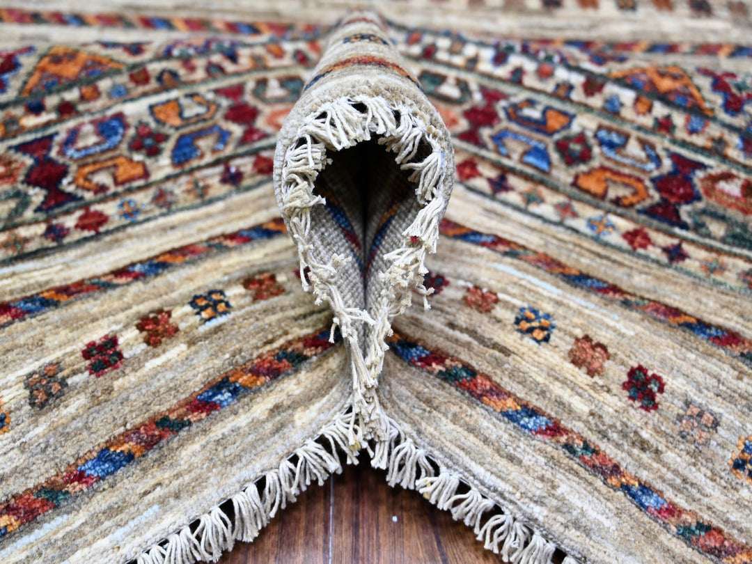 8'10" x 11'10" New Hand Knotted Ivory Wool Rectangle Oriental Rug - MOA10274619