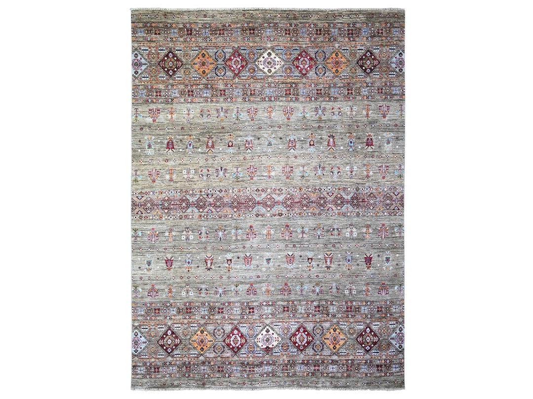 8'6" x 11'8" New Hand Knotted Grey Wool Rectangle Oriental Rug - MOA10274621