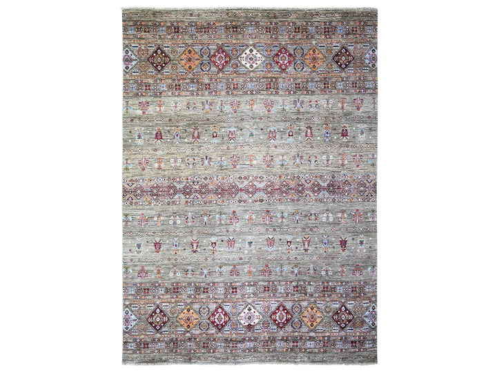 8'6" x 11'8" New Hand Knotted Grey Wool Rectangle Oriental Rug - MOA10274621