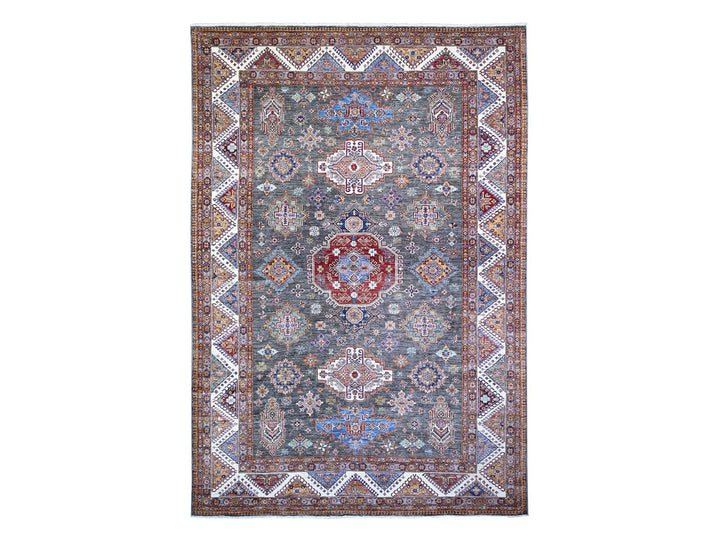 9'1" x 12'11" New Hand Knotted Grey Wool Runner Oriental Rug - MOA10274622