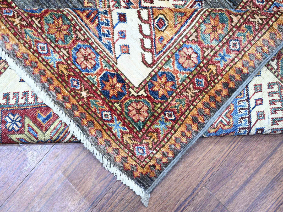 9'1" x 12'11" New Hand Knotted Grey Wool Runner Oriental Rug - MOA10274622