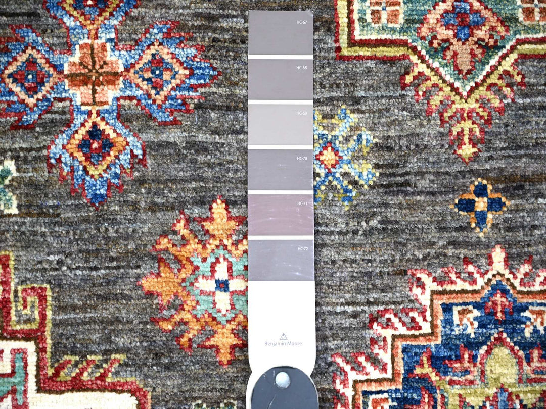 9'1" x 12'11" New Hand Knotted Grey Wool Runner Oriental Rug - MOA10274622