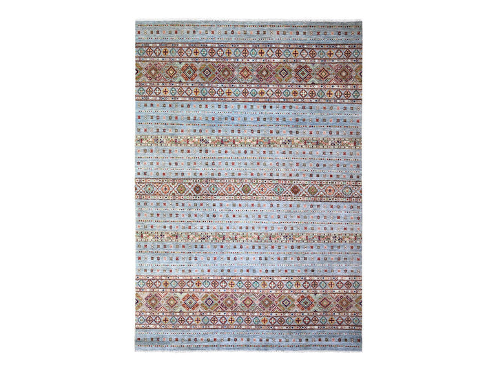 8'2" x 11'10" New Hand Knotted Grey Wool Rectangle Oriental Rug - MOA10274676