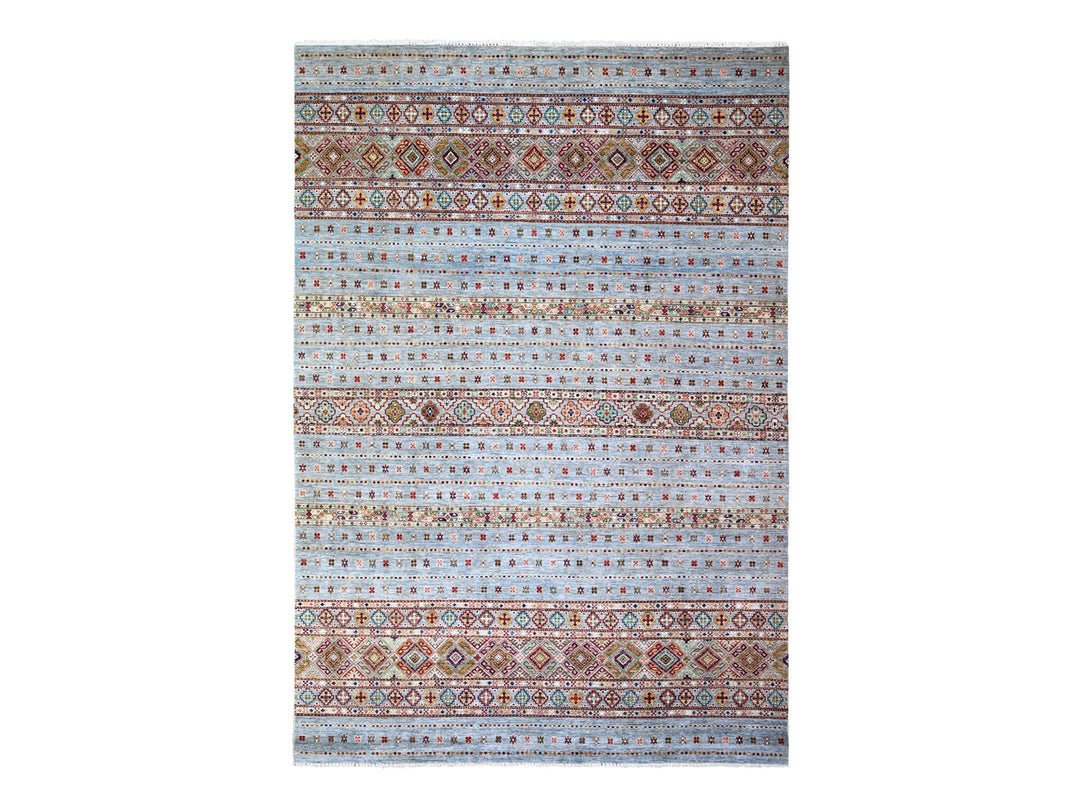 8'2" x 11'10" New Hand Knotted Grey Wool Rectangle Oriental Rug - MOA10274676