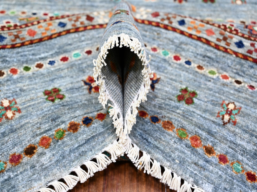 8'2" x 11'10" New Hand Knotted Grey Wool Rectangle Oriental Rug - MOA10274676