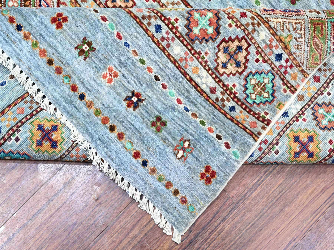 8'2" x 11'10" New Hand Knotted Grey Wool Rectangle Oriental Rug - MOA10274676