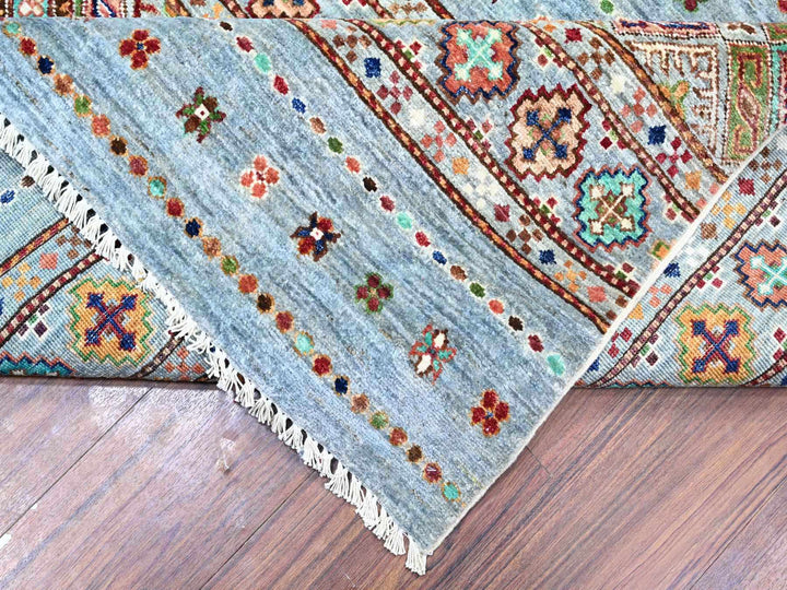 8'2" x 11'10" New Hand Knotted Grey Wool Rectangle Oriental Rug - MOA10274676