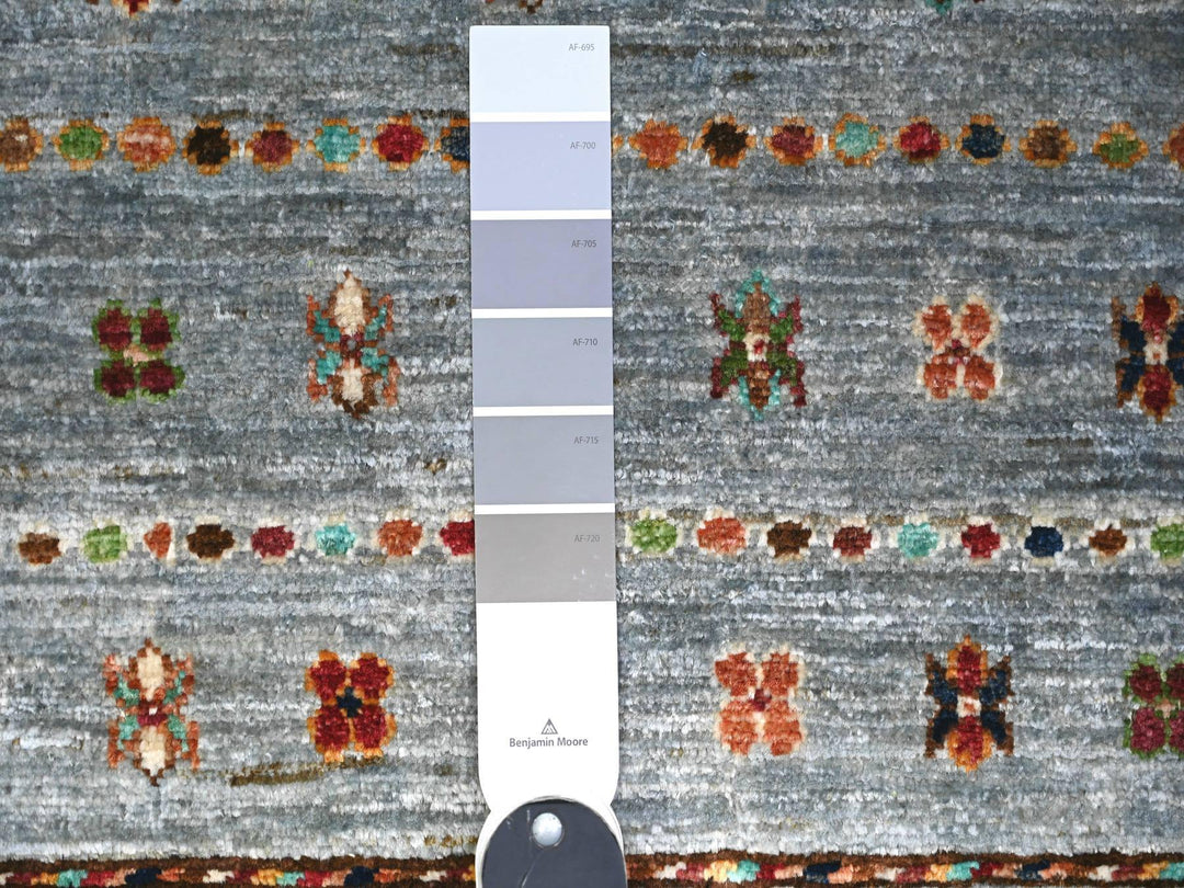 8'2" x 11'10" New Hand Knotted Grey Wool Rectangle Oriental Rug - MOA10274676