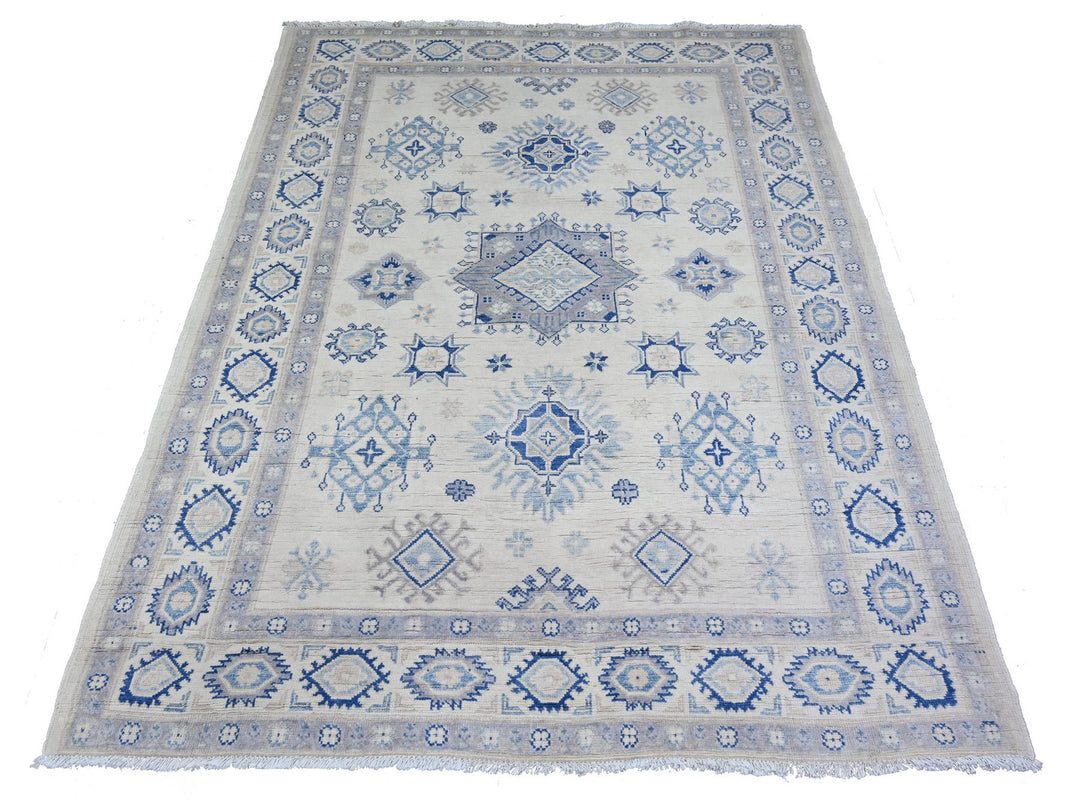 5'1" x 6'6" New Hand Knotted Ivory Wool Rectangle Oriental Rug - MOA10274685