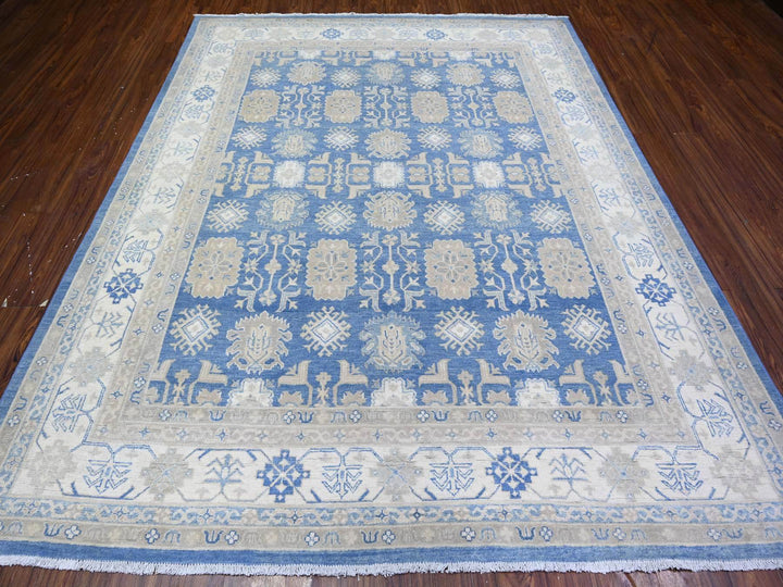 7'8" x 9'7" New Hand Knotted Blue Wool Rectangle Oriental Rug - MOA10274725