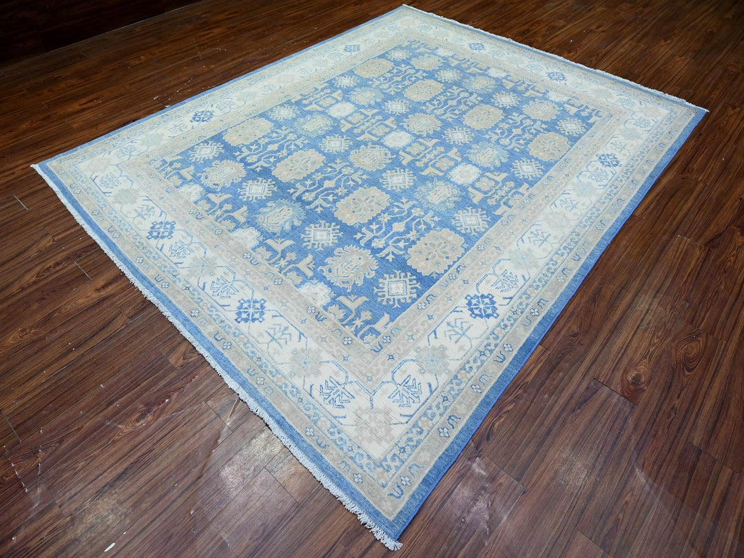 7'8" x 9'7" New Hand Knotted Blue Wool Rectangle Oriental Rug - MOA10274725