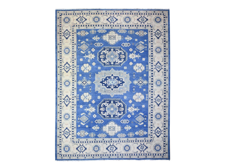 9'0" x 11'5" New Hand Knotted Blue Wool Rectangle Oriental Rug - MOA10274726