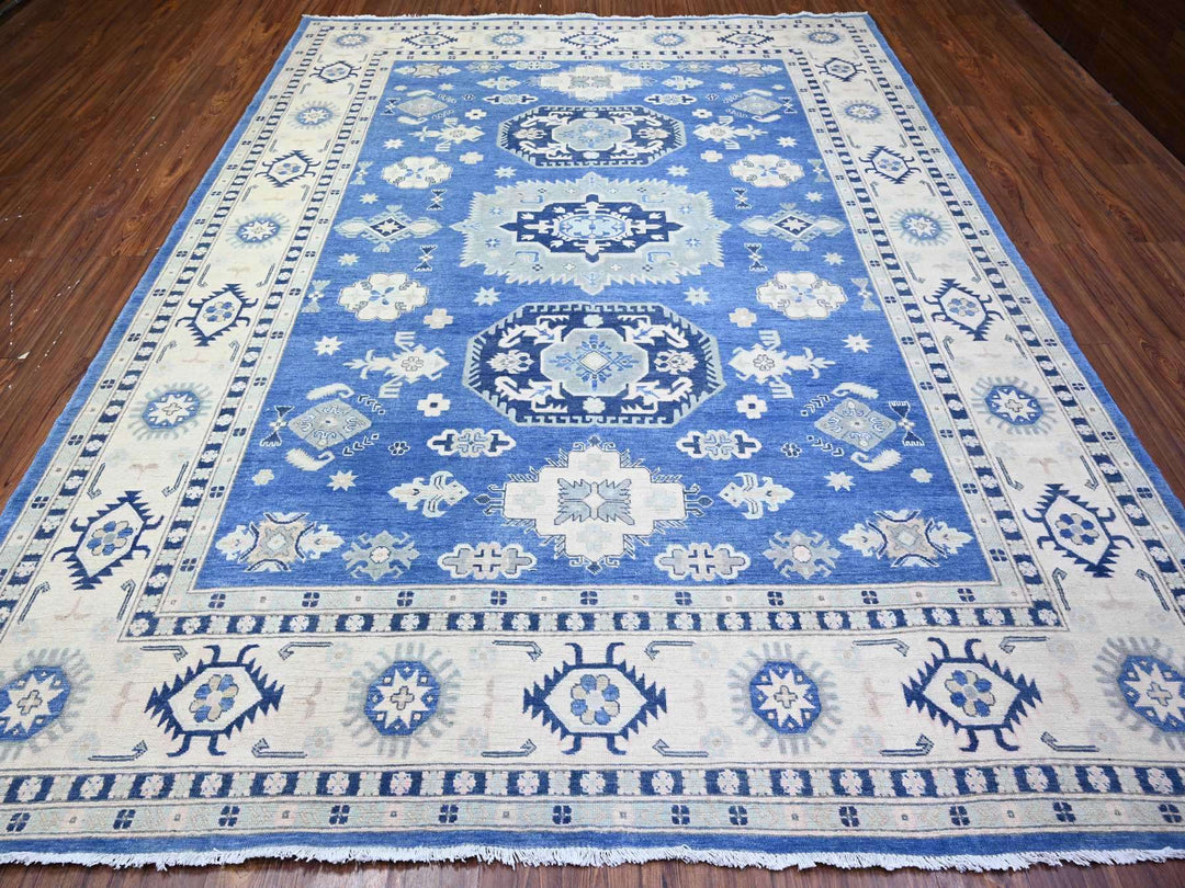 9'0" x 11'5" New Hand Knotted Blue Wool Rectangle Oriental Rug - MOA10274726