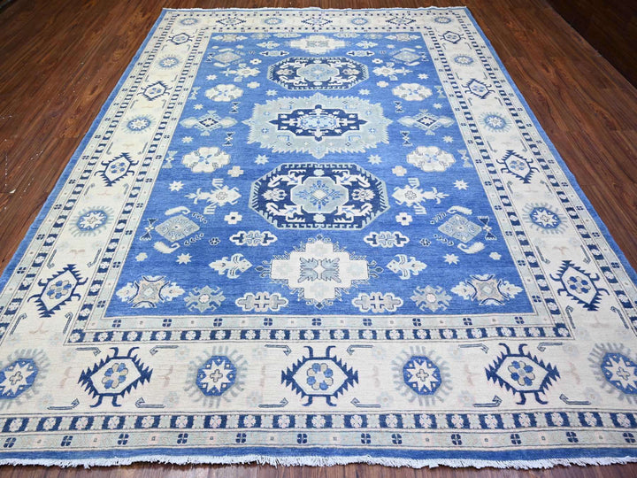 9'0" x 11'5" New Hand Knotted Blue Wool Rectangle Oriental Rug - MOA10274726