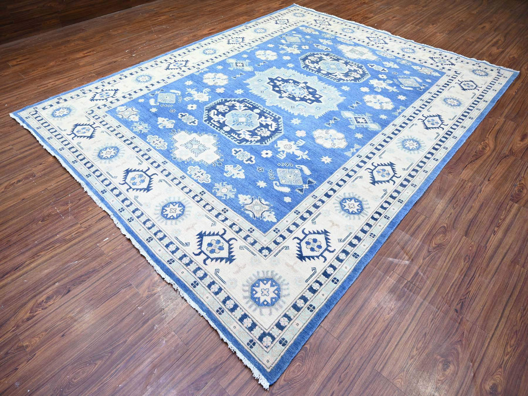 9'0" x 11'5" New Hand Knotted Blue Wool Rectangle Oriental Rug - MOA10274726