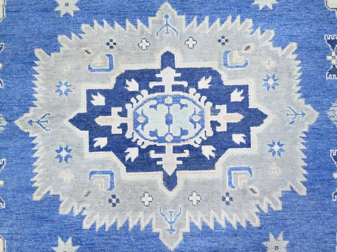 9'0" x 11'5" New Hand Knotted Blue Wool Rectangle Oriental Rug - MOA10274726