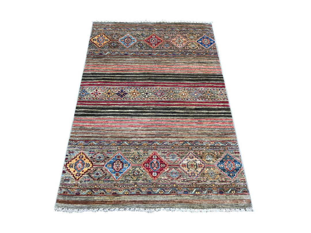 3'4" x 5'1" New Hand Knotted Grey Wool Rectangle Oriental Rug - MOA10274789