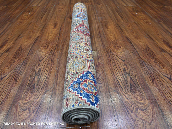 3'4" x 5'1" New Hand Knotted Grey Wool Rectangle Oriental Rug - MOA10274789