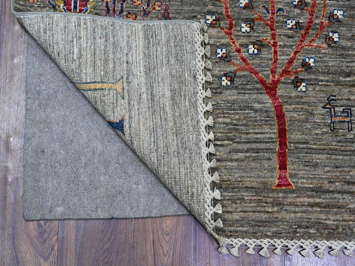 5'7" x 8'3" New Hand Knotted Grey Wool Rectangle Oriental Rug - MOA10274796