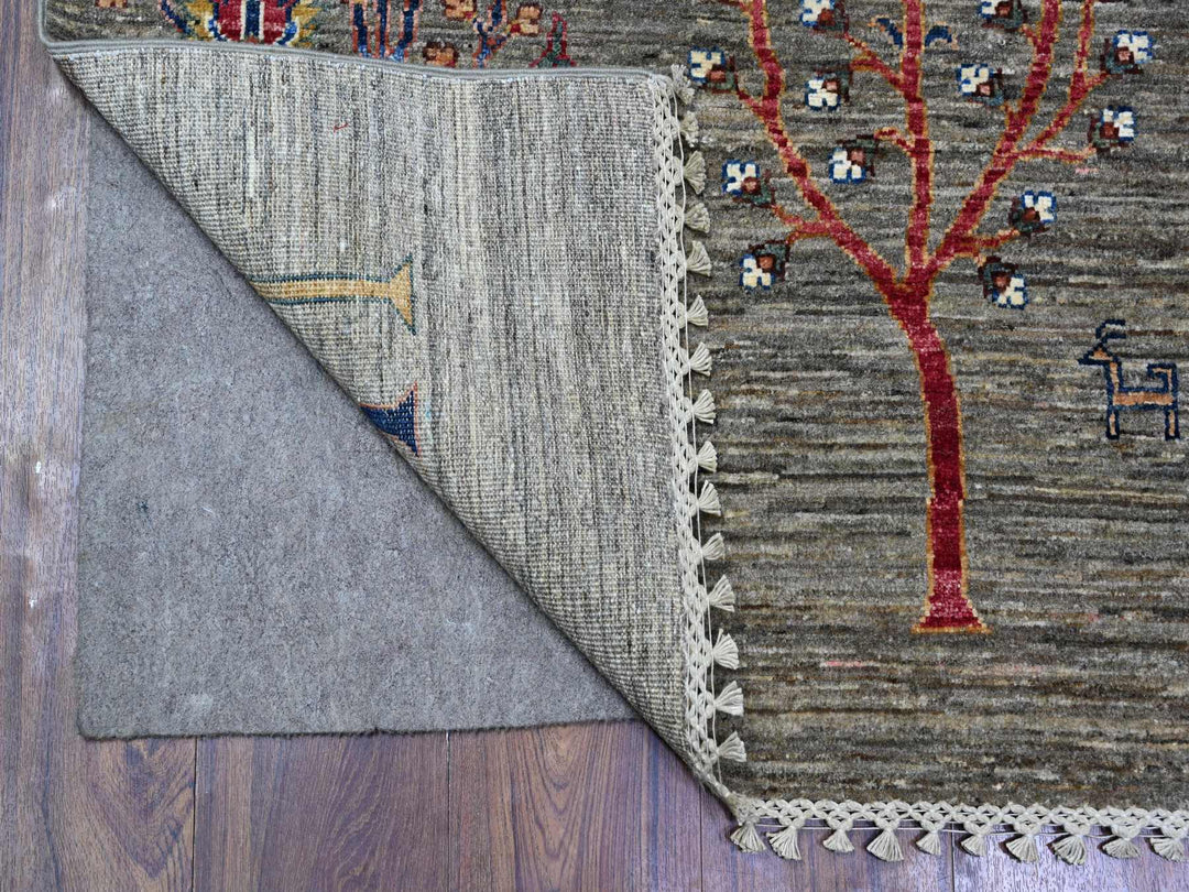 5'7" x 8'3" New Hand Knotted Grey Wool Rectangle Oriental Rug - MOA10274796