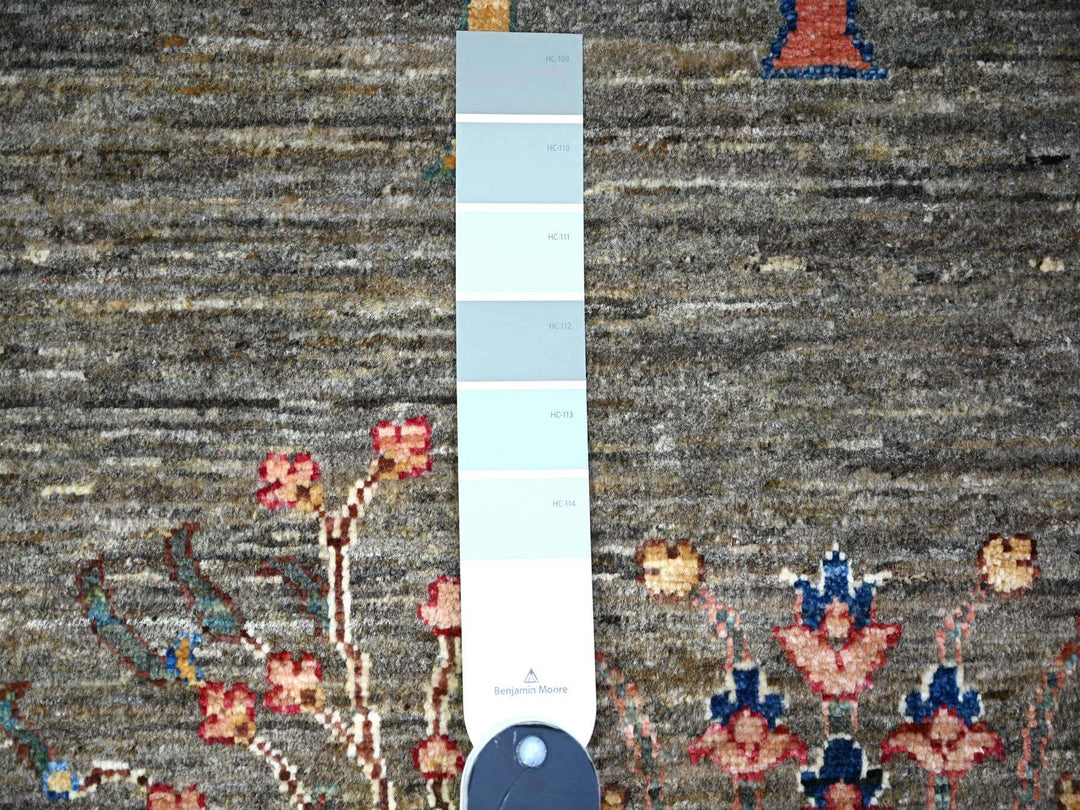 5'7" x 8'3" New Hand Knotted Grey Wool Rectangle Oriental Rug - MOA10274796