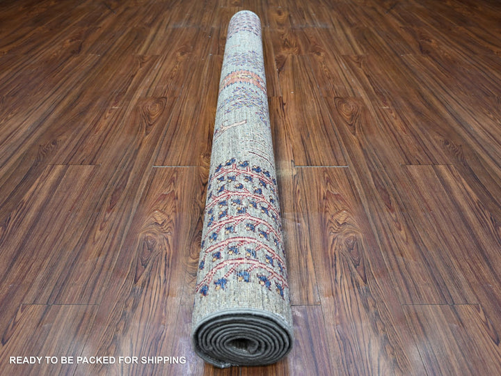 5'7" x 8'3" New Hand Knotted Grey Wool Rectangle Oriental Rug - MOA10274796